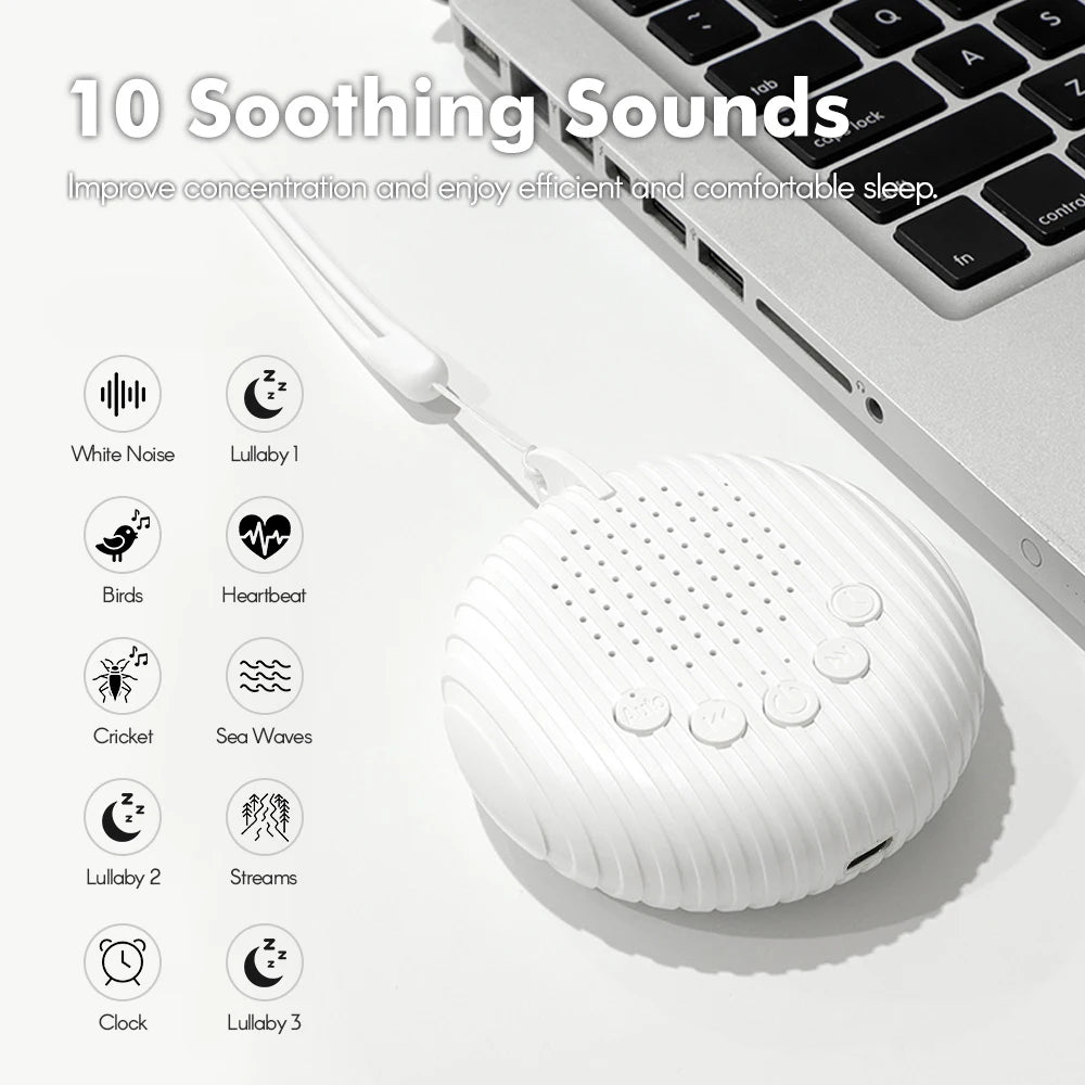 Portable Baby White Noise Sleep Machine | 10 Sounds, USB Charge