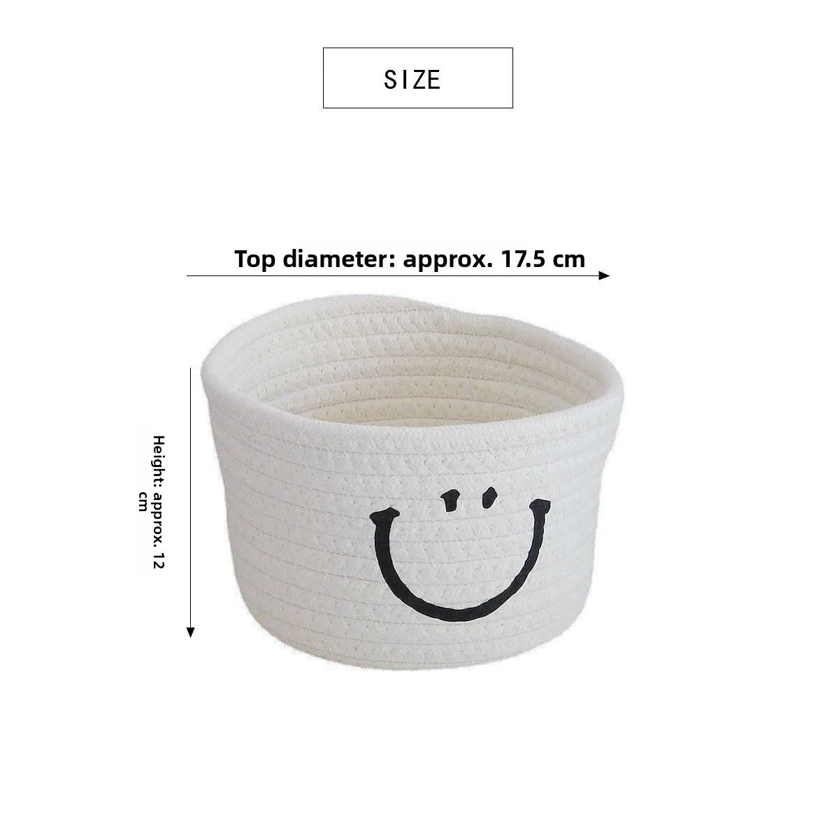 Smiley Face Desktop Storage Box Fabric Foldable Organizer for Remotes Stationery Mobiles Cosmetics Medicine Miscellaneous Items Peaceful Pleasures Health and Wellness