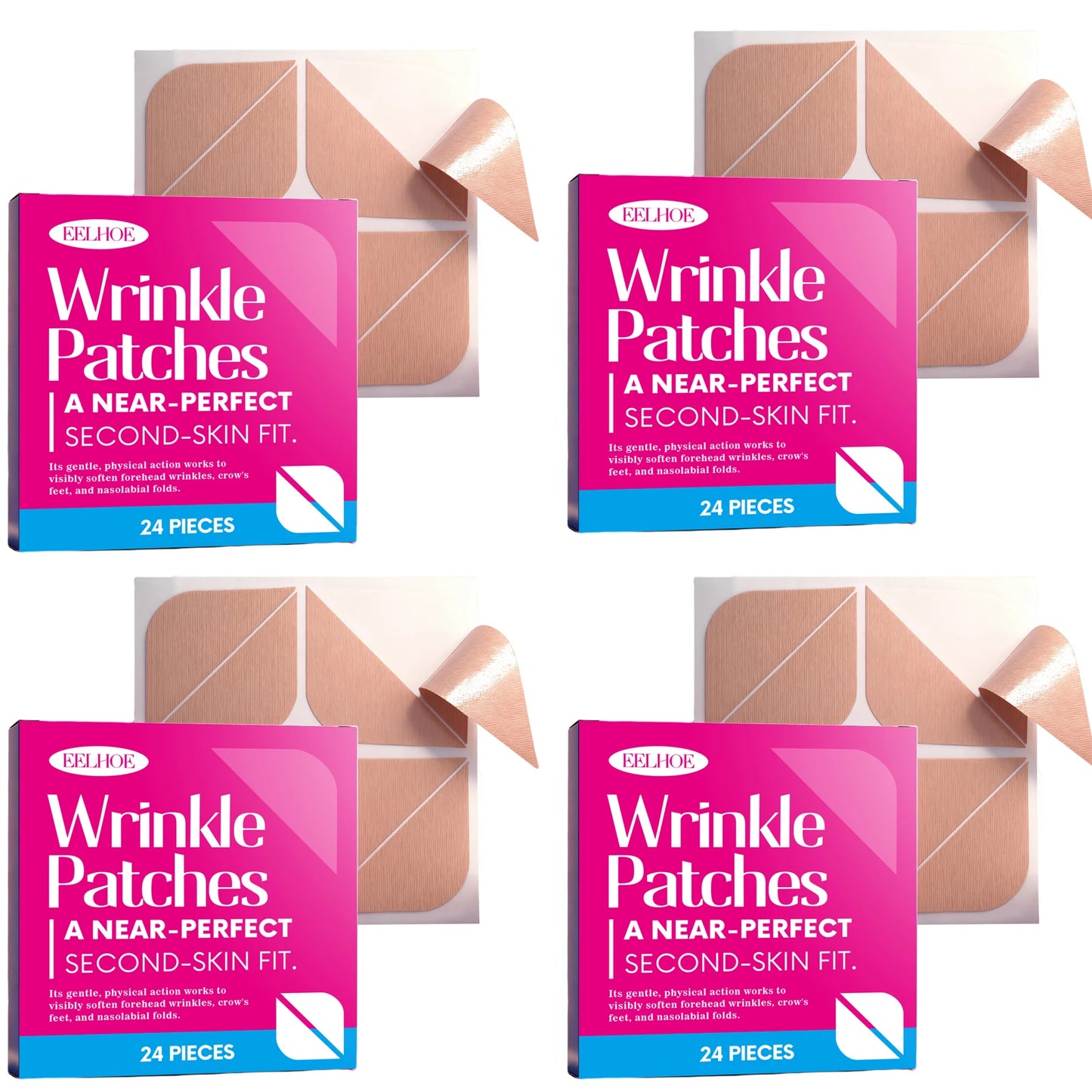 EELHOE Anti-Wrinkle Face Patches – Firm Skin & Fade Fine Lines Anti-Wrinkle Face Patches Peaceful Pleasures Health and Wellness 4 X 24pcs Boxed