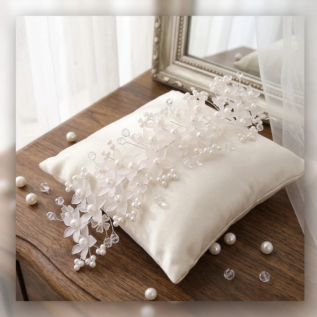 Crystal Pearl Floral Headpiece for Bridal Wedding Accessories Peaceful Pleasures Health and Wellness