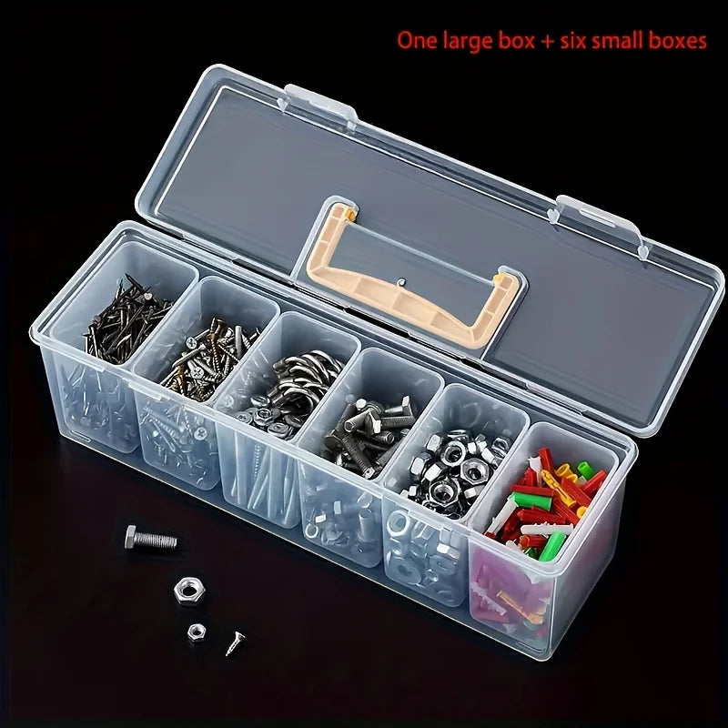 7-Piece Transparent Parts Storage Organizer Set with Dividers