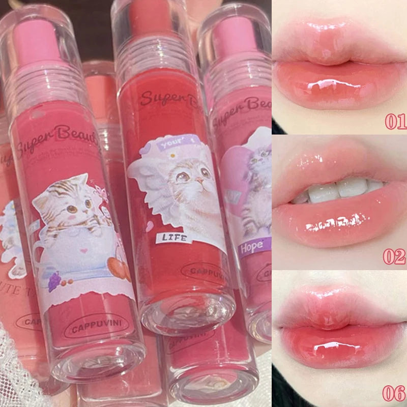 Cappuvini Cat Mirror Lip Glaze – 6 Colors, High Gloss K-Beauty