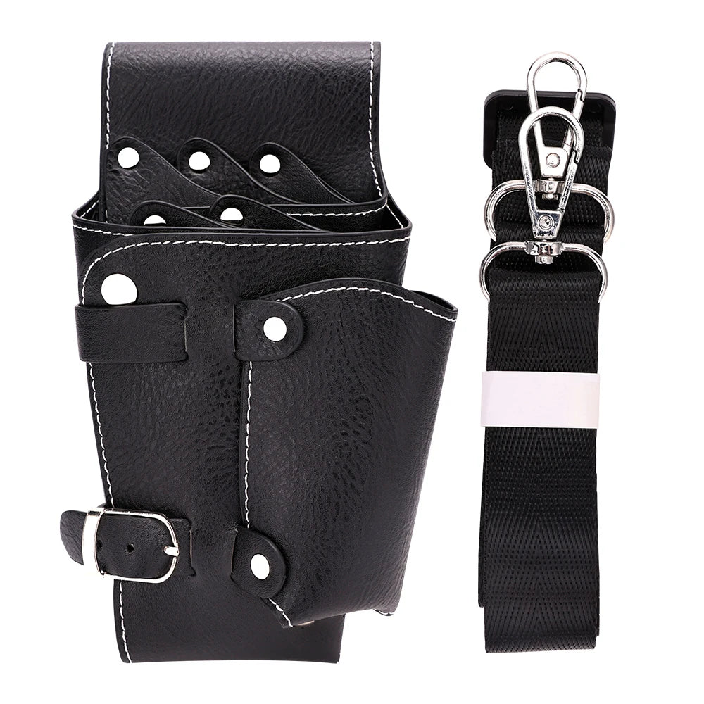 Hairdressing Scissors Waist Shoulder Belt Bag PU Leather Shears Storage Bag Salon Professional Hairdressing Stylist Scissors Bag Peaceful Pleasures Health and Wellness black