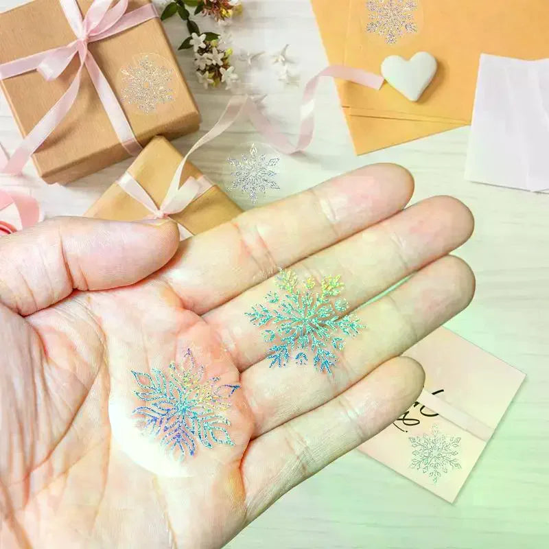 500 Transparent Snowflake Christmas Stickers – Gift & Baking
