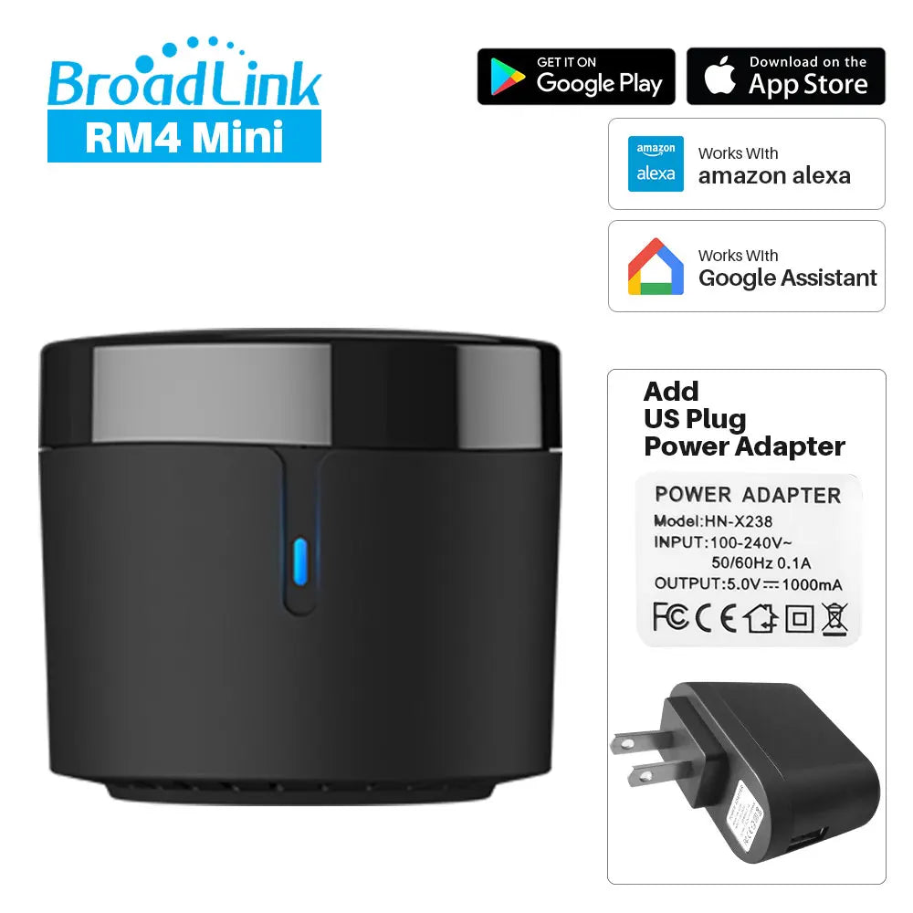 Broadlink Rm4 Mini Smart Remote Control Infrared Universal IR Remote Audio Video Smart Home Work with Google Home Alexa Peaceful Pleasures Health and Wellness rm4 mini us