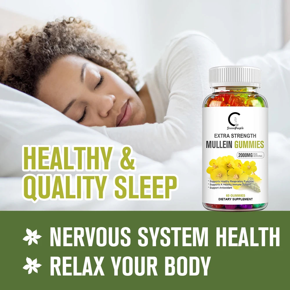 Mullein Leaf Gummies – Lung Cleanse, Respiratory Support, Deep Sleep & Immune Boost | 60 Count Peaceful Pleasures Health and Wellness