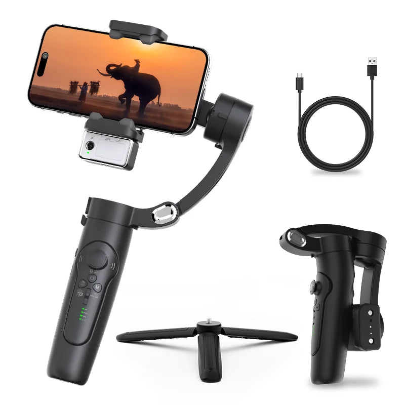 3-Axis Smartphone Gimbal – AI Face Tracking & Bluetooth Remote Peaceful Pleasures Health and Wellness