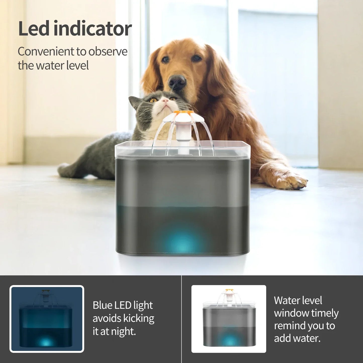Cat Water Fountain 2L – Silent LED Automatic Pet Dispenser