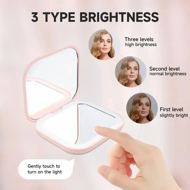 Compact, mini folding cosmetic mirror with lighting, portable, handheld, small pocket travel cosmetic mirror with a magnificatio Peaceful Pleasures Health and Wellness