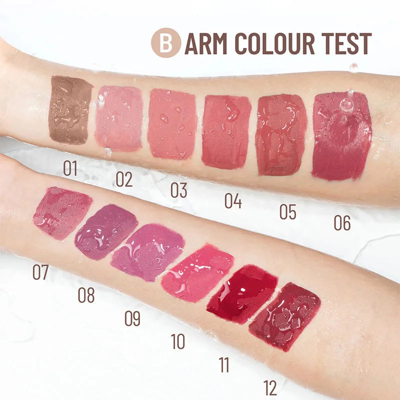 12 Colors Lip Gloss Set Matte Velvet Non-Stick Waterproof Sweatproof Long Lasting Exquisite Gift Set Gift Idea Peaceful Pleasures Health and Wellness