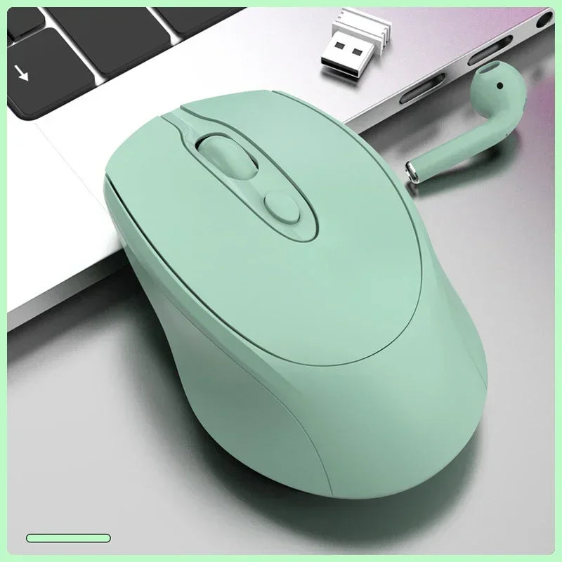 Wireless Computer Mouse Rechargeable 2.4G Bluetooth-Compatible Wireless Mouse USB Silent Gamer Mice For PC Laptop Macbook Tablet Peaceful Pleasures Health and Wellness green