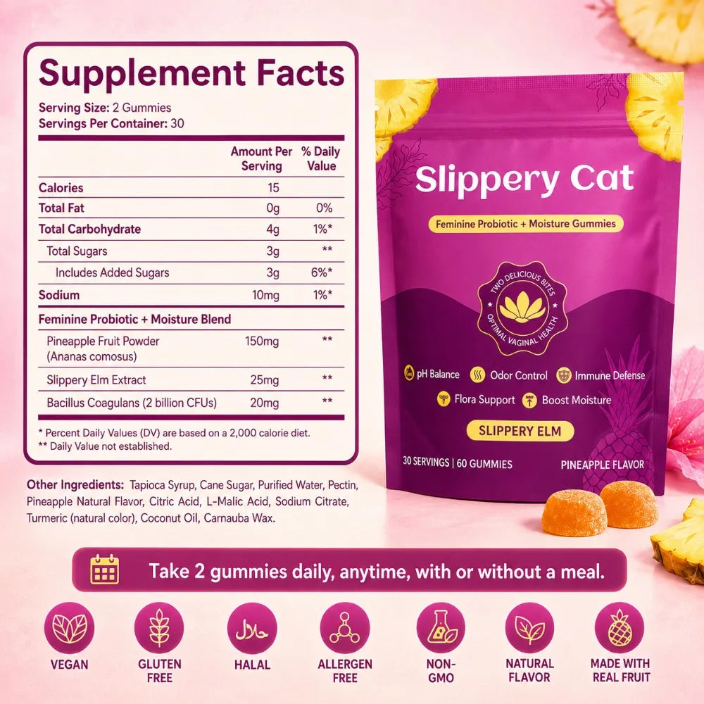 Women's Probiotic Gummies | pH Balance, Slippery Elm, Vegan 60ct