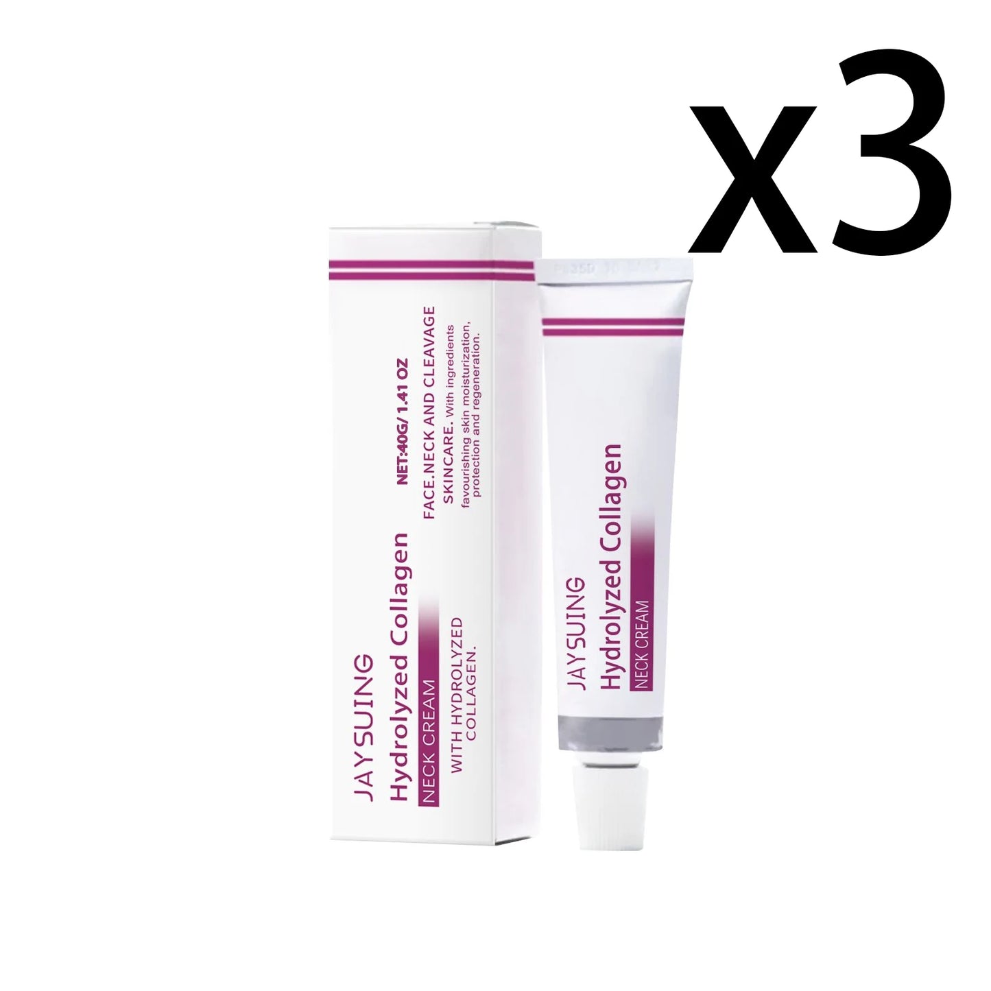 Hydrolyzed Collagen Neck Cream Firming Delaying Aging Increase Skin Elasticity Reduce Fine Lines Moisturizing Neck Care Lotion Peaceful Pleasures Health and Wellness 3x40g 1 40g