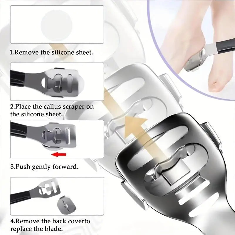 Double-Sided Stainless Steel Foot Callus Remover & Scrub Set