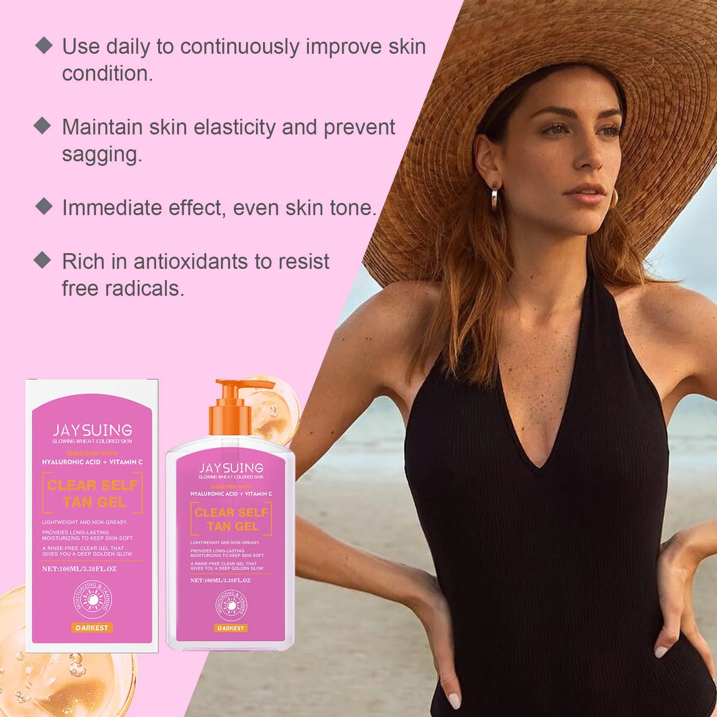 Jaysuing Self Tan Gel – Hydrating Fast-Absorbing Body Bronzer