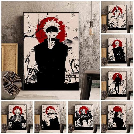 Jujutsu Kaisen Gojo Satoru Canvas Wall Art | Anime Room Decor Anime Canvas Print Peaceful Pleasures Health and Wellness
