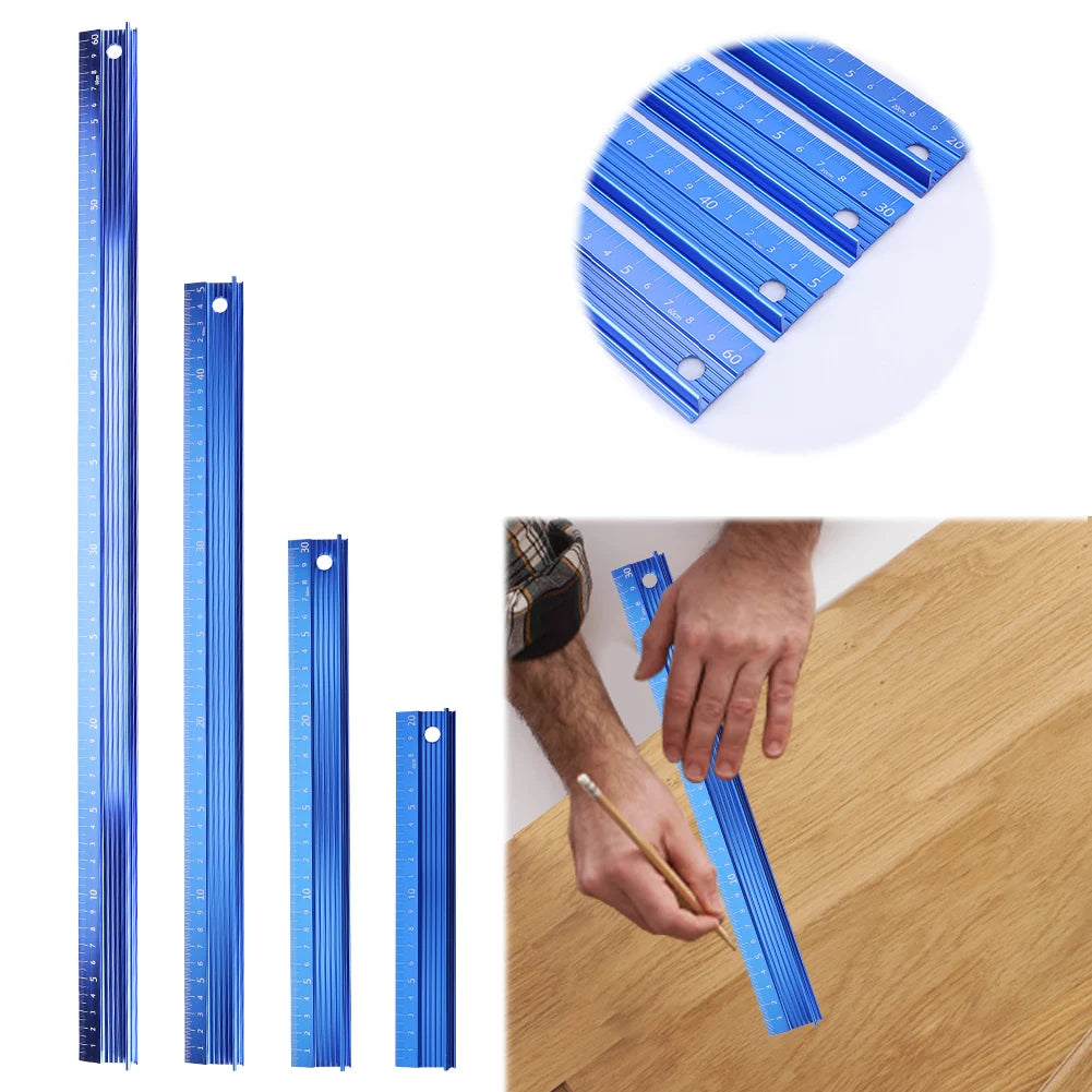 20CM 30CM 45CM 60CM Cutting Ruler Metal Craft Safety Ruler Non Slip Aluminum Alloy Multifunctional Protective Ruler Leather Tool Peaceful Pleasures Health and Wellness