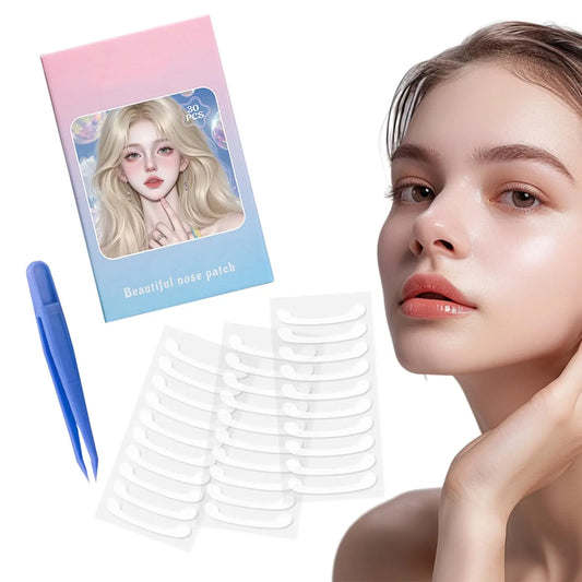 30pcs Invisible Nose Strips Nose Shrink Strips Shrink Small Nose Narrow Thin Nose,Breathable Nose Wing Stickers With Tweezers Peaceful Pleasures Health and Wellness