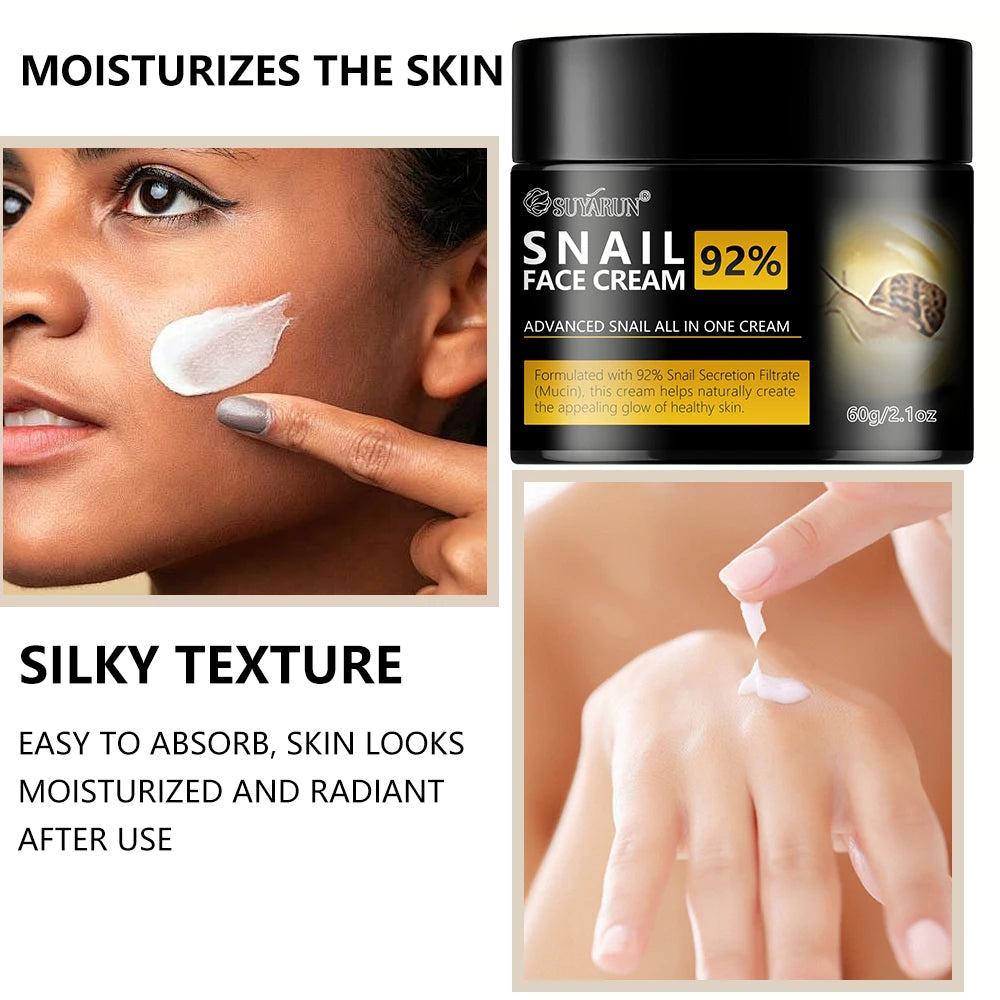 SUYARUN Snail Moisturizing Cream - 24H Hydrating, Anti-Aging Face Cream, Repairing & Brightening Skincare for Dry Sensitive Skin Peaceful Pleasures Health and Wellness