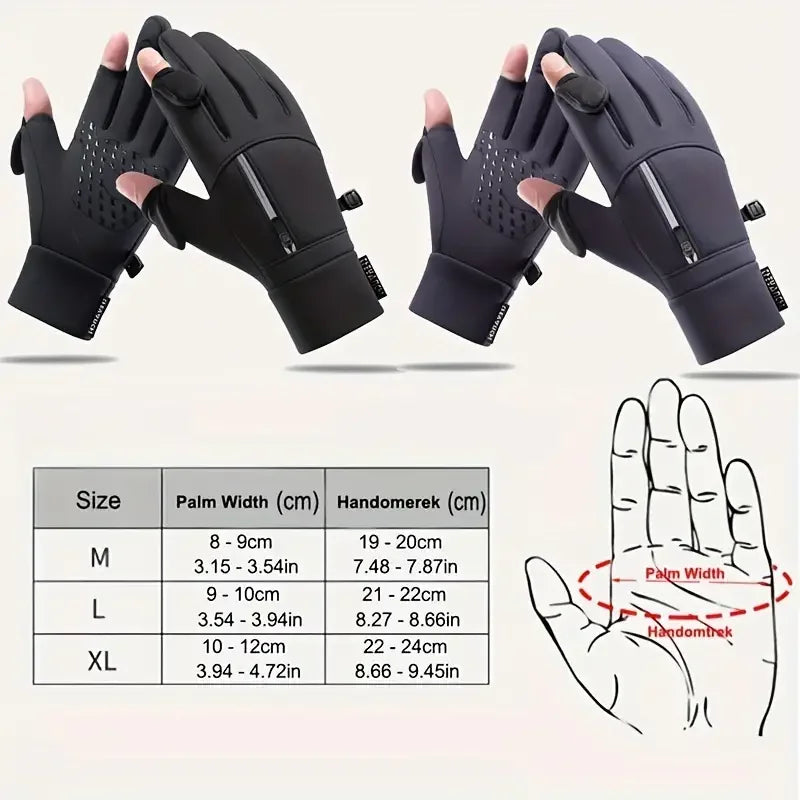 1 Pair Outdoor Sports Gloves, Waterproof Windproof Padded Warm Two-Finger Touch Screen Gloves For rRiding, Fishing, Running Peaceful Pleasures Health and Wellness