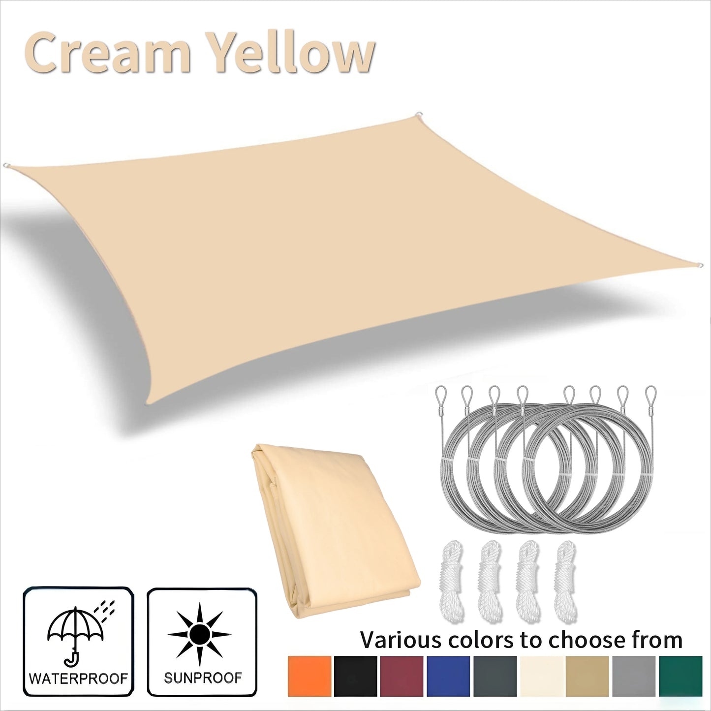 Waterproof Rectangle Sun Shade Sail – 98% UV Block Canopy