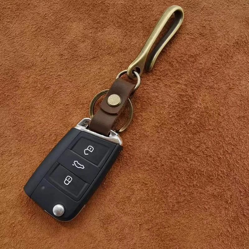 Vintage Cowhide Leather Keychain – U-Shape Belt Hook | Men's Gift