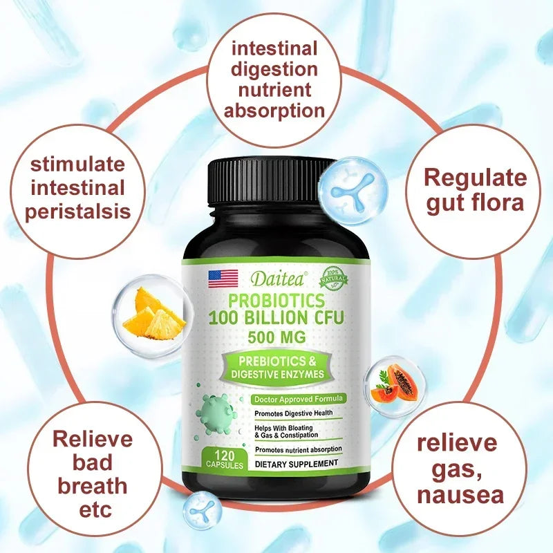 Organic Probiotics Capsules Supplement 100 Billion CFU 500mg Probiotics Helps Gut Health, Balanced Gut Probiotics Peaceful Pleasures Health and Wellness