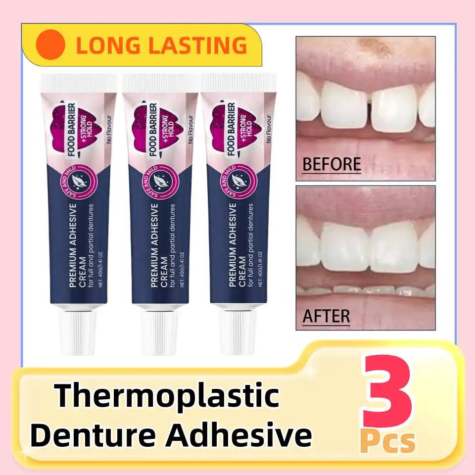 3-Pack Long-Lasting Denture Adhesive | All-Day Secure Fit