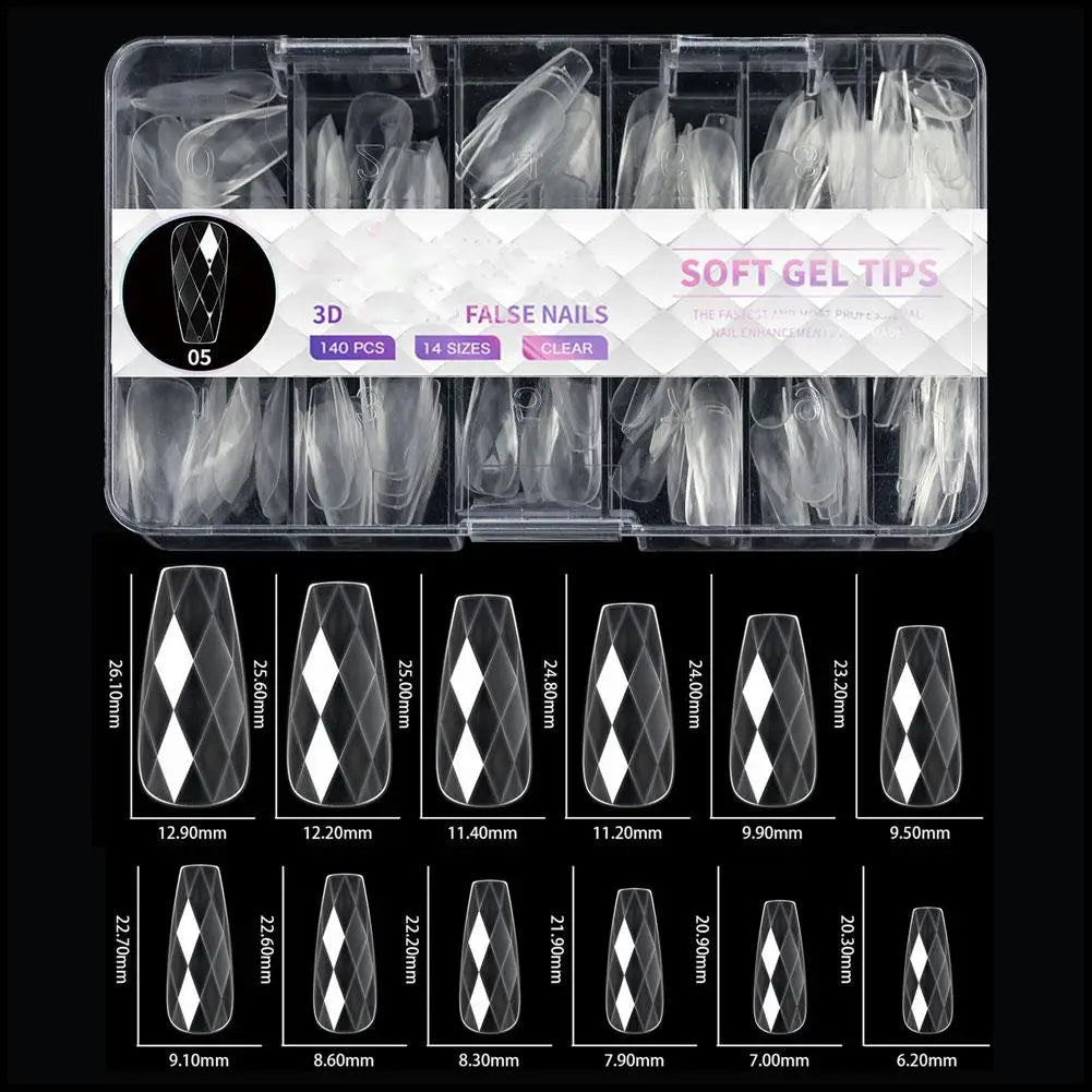 3D Rhombus Facet Nail Extension Tips,Clear Full Cover False Nail Extension Mold For DIY Nail Art Salon Manicure UV Gel Nail Mold Peaceful Pleasures Health and Wellness E