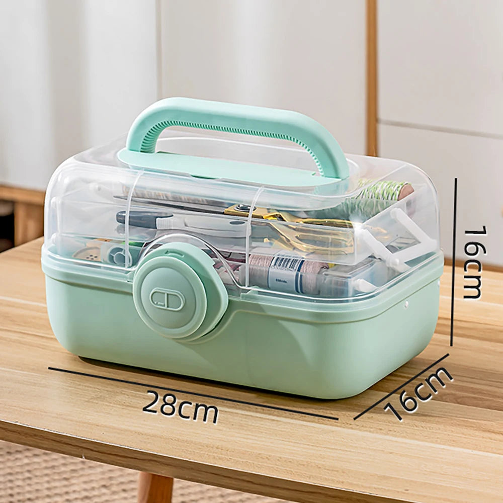 A36T-Sewing Kit Box For Adults Beginners Sewing Kits Accessories Home Sewing Box Stitching Repair Kit Compartments Box Peaceful Pleasures Health and Wellness