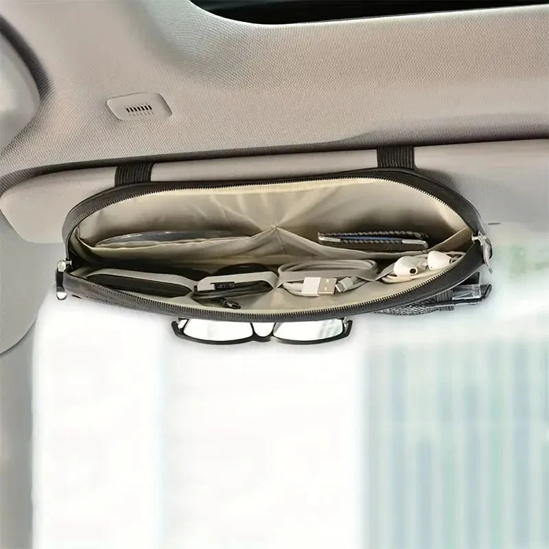 1 Piece Car Sun Visor Organiser, Sunglasses Holder with Zip Pouch for Car, Truck, SUV Car Interior Accessories Peaceful Pleasures Health and Wellness