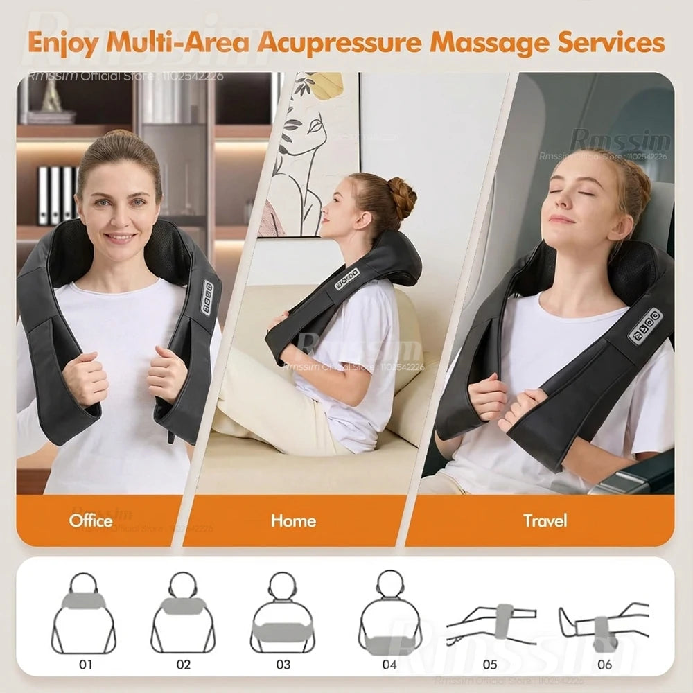 Electric Neck and Shoulder Massager with Heat, Deep Tissue 3D Kneading Pillow Shiatsu Back Massager for Muscle Pain Relief Peaceful Pleasures Health and Wellness