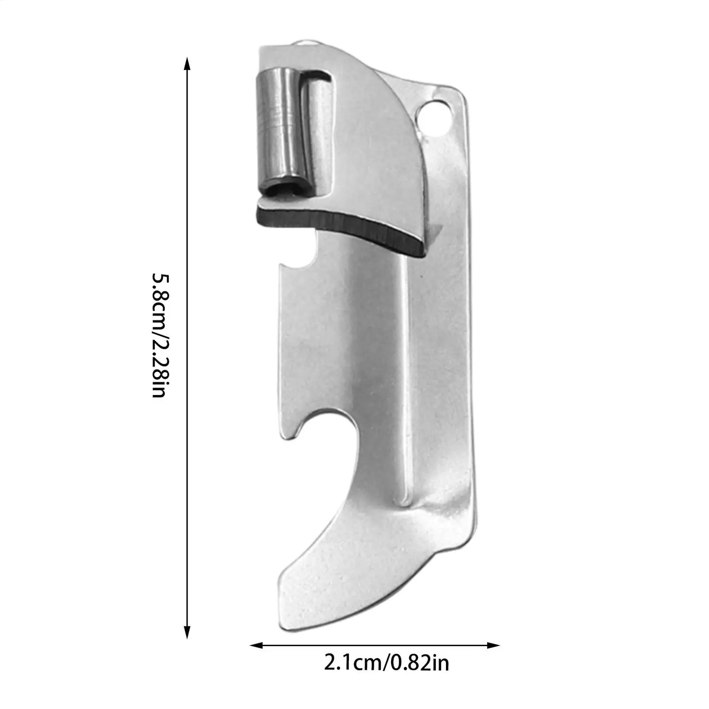Portable Stainless Steel Can Opener – Safe Cut, Keychain Clip