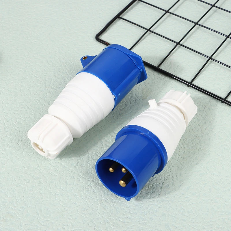 New 220V 16A 3 Pin Industrial Waterproof Plugs/Socket Male/Female Connector IP44 2P For Caravan Motorhome Trailer Truck Yacht Peaceful Pleasures Health and Wellness