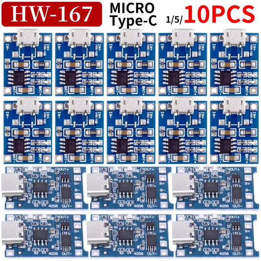 1-10pcs Type-c Micro / TYPE C 5V 1A 18650 TP405~ Lithium Battery Charger Module Charging Board With Protection Dual Functions 1A Peaceful Pleasures Health and Wellness