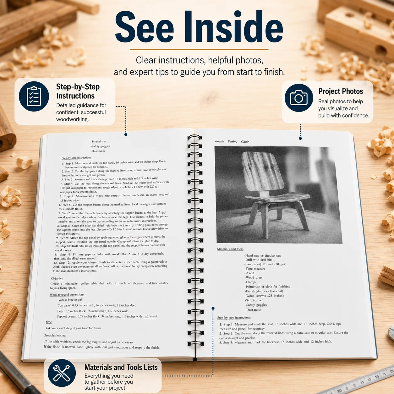 Beginner Woodworking Guide DIY Project Book Step Wood Craft Manual
