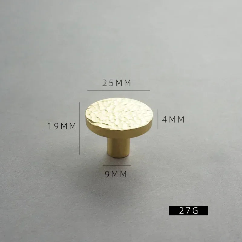 Nordic Solid Brass Cabinet Knobs – Hammered Golden Drawer Pulls