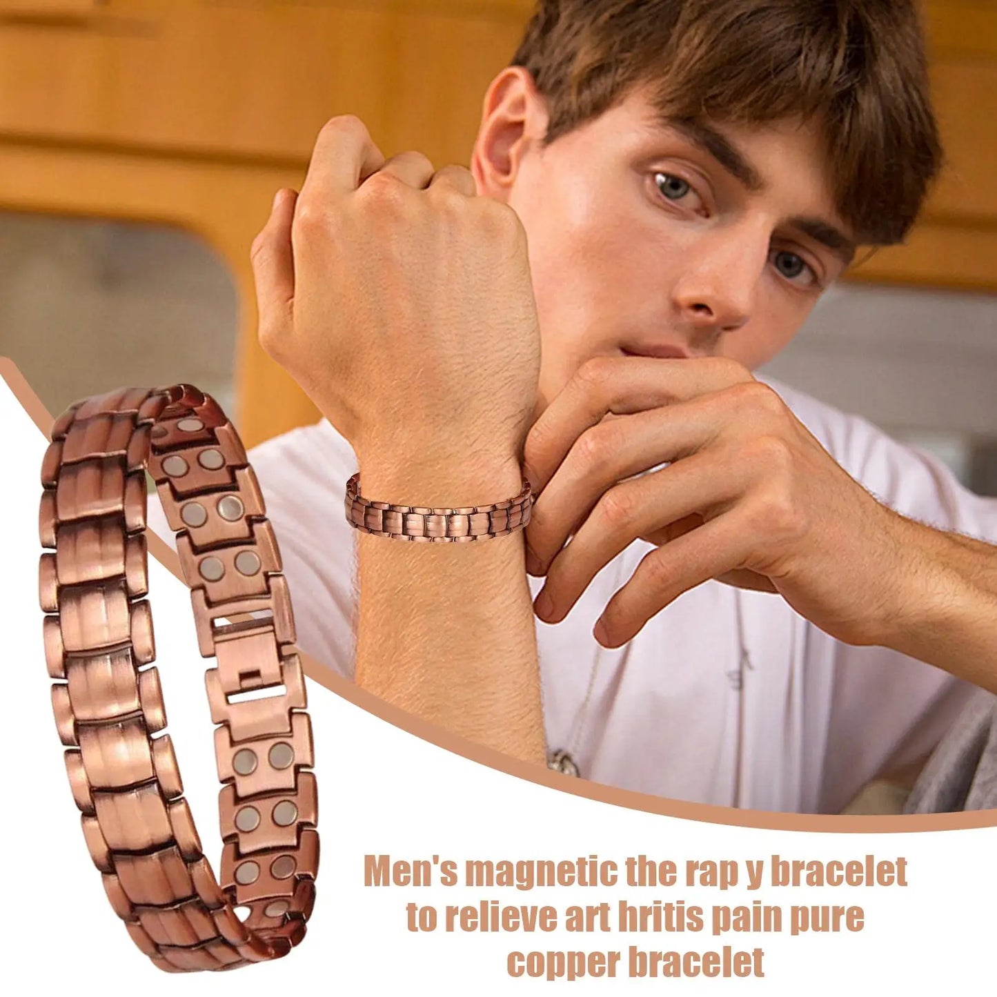 Pure Copper Magnetic Bracelet for Men | Wellness Jewelry Copper Magnetic Bracelet Peaceful Pleasures Health and Wellness