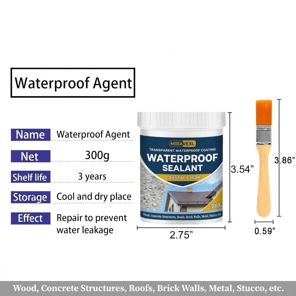 MIRAVEXL Invisible Waterproof Adhesive Transparent Liquid Sealant Anti-Leak Coating for Bathroom Walls Indoor Outdoor Peaceful Pleasures Health and Wellness