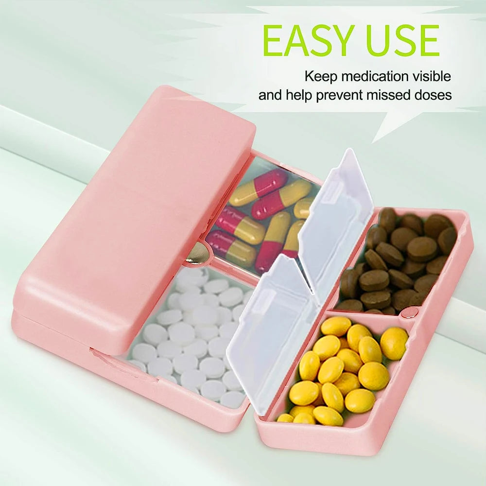 1Pcs Travel Pill Organizer, 7 Compartments Pill Box Pocket Pharmacy for Purse Portable to Hold Vitamins, Medication or Earrings Peaceful Pleasures Health and Wellness