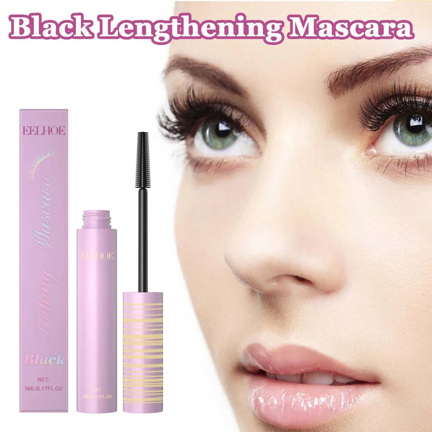 Black Waterproof Lengthening Volumizing Mascara 5ml
