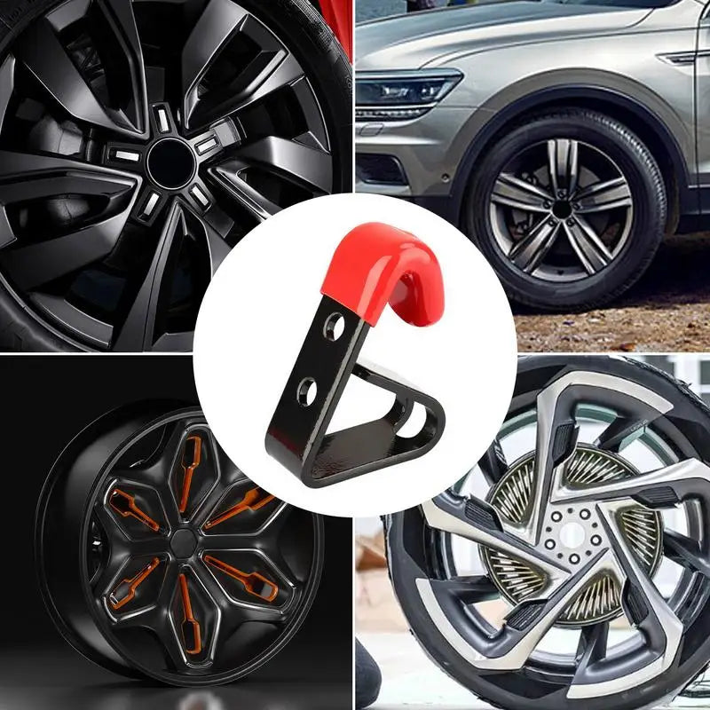 Tire Wheel Rim Hub Hanging Metal Hook Wall Mounted Racing Hook Car Rim Display Stands Wheel Rim Wall Holder Exterior Car Parts Peaceful Pleasures Health and Wellness
