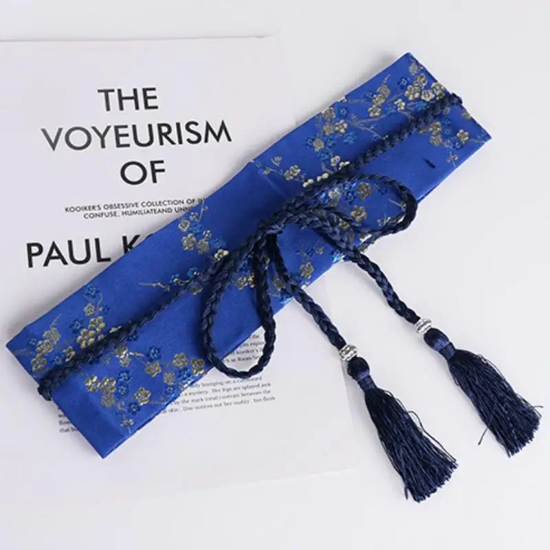 Vintage Floral Embroidered Wrap Belt | Chinese Style Tassel