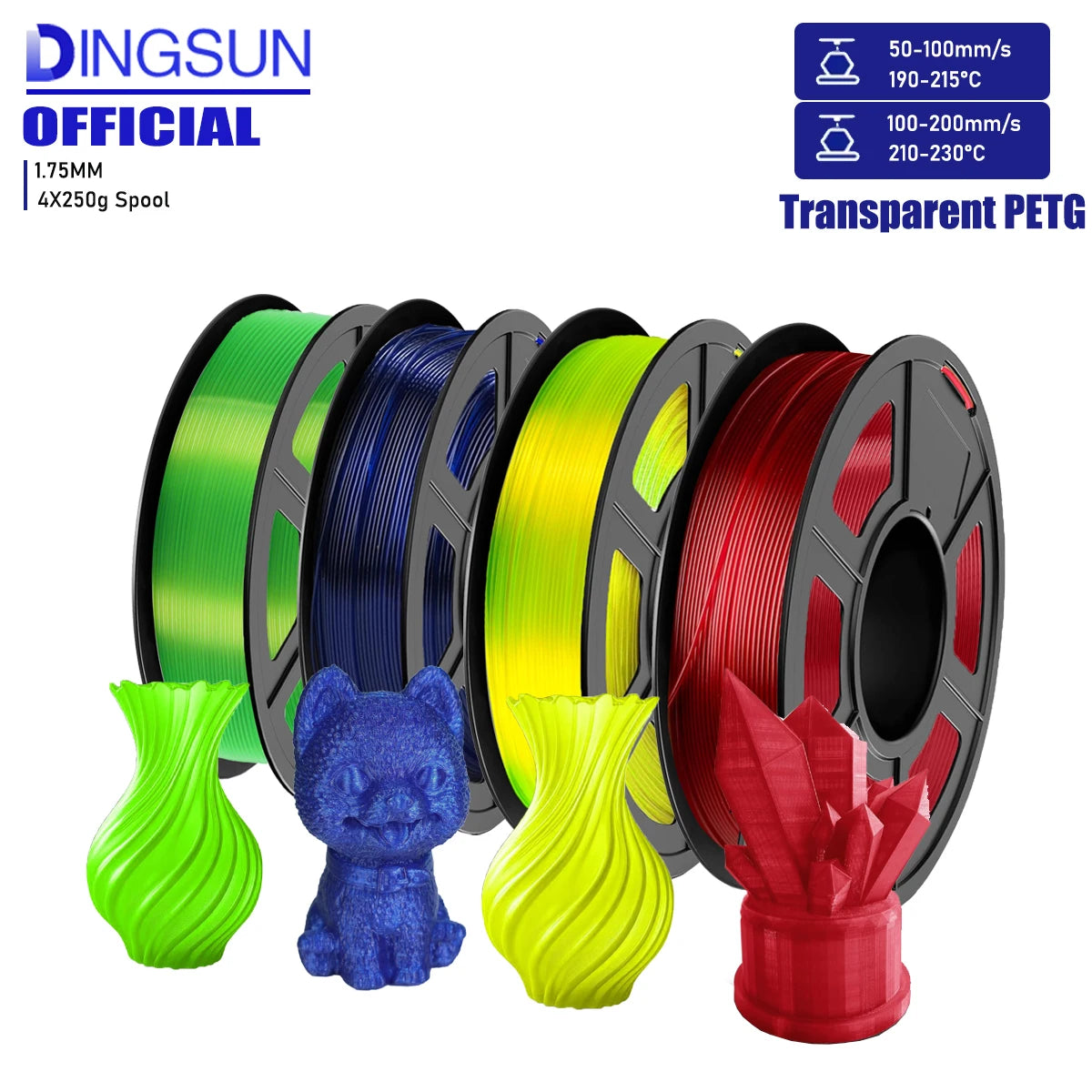 3D Maliang PETG Filament 1.75mm Translucent 600mm/s | 250g–1kg