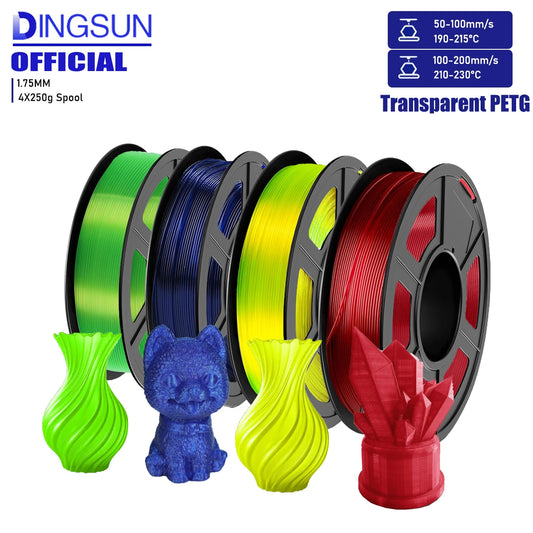 3D Maliang PETG Filament 1.75mm Translucent 600mm/s | 250g–1kg 3D Printer Filament Peaceful Pleasures Health and Wellness 4 Color set