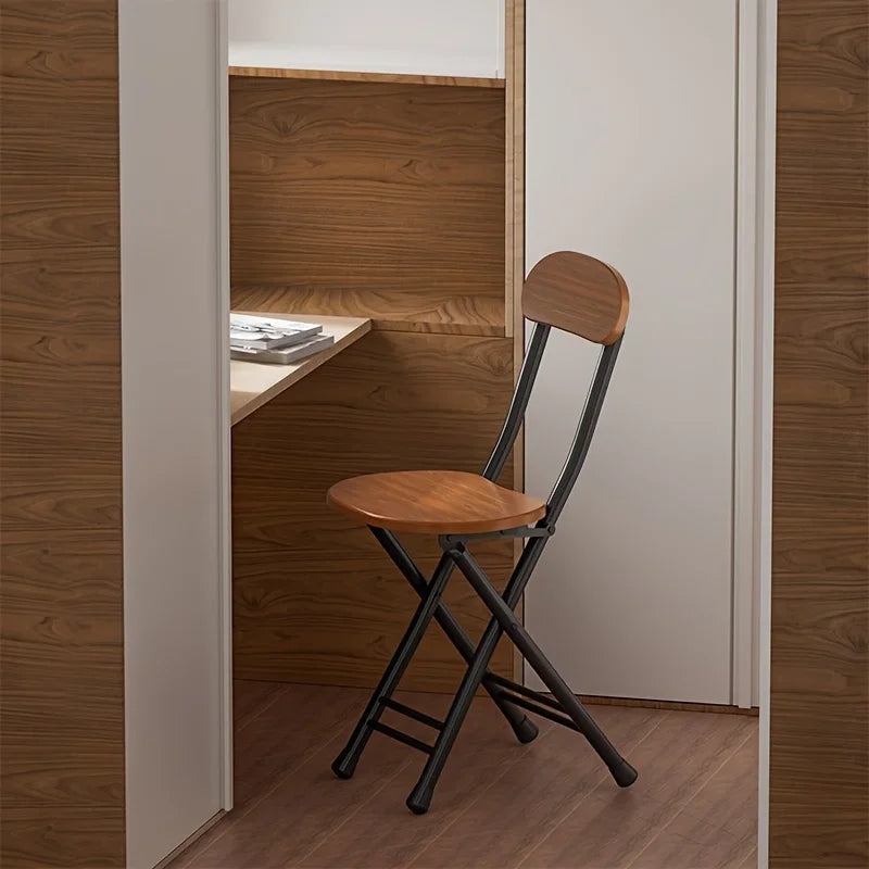 Classic Style Folding Chair with Oval Seat Portable, No Assembly Needed, Durable Metal Frame Hardwood Construction for Home Peaceful Pleasures Health and Wellness
