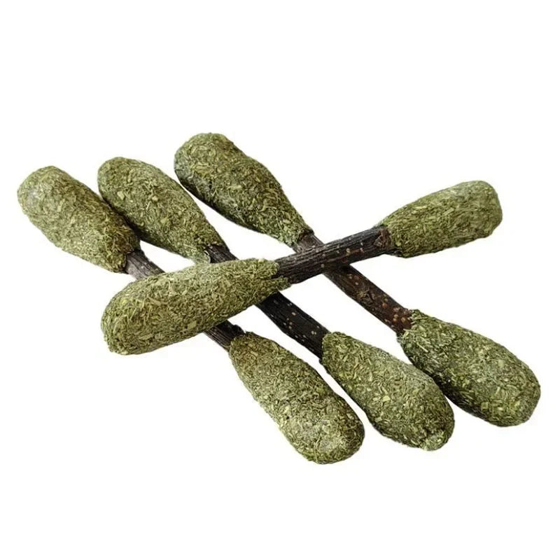 Hamster Wooden Gnawing Toy – Natural Apple Wood & Alfalfa Grass