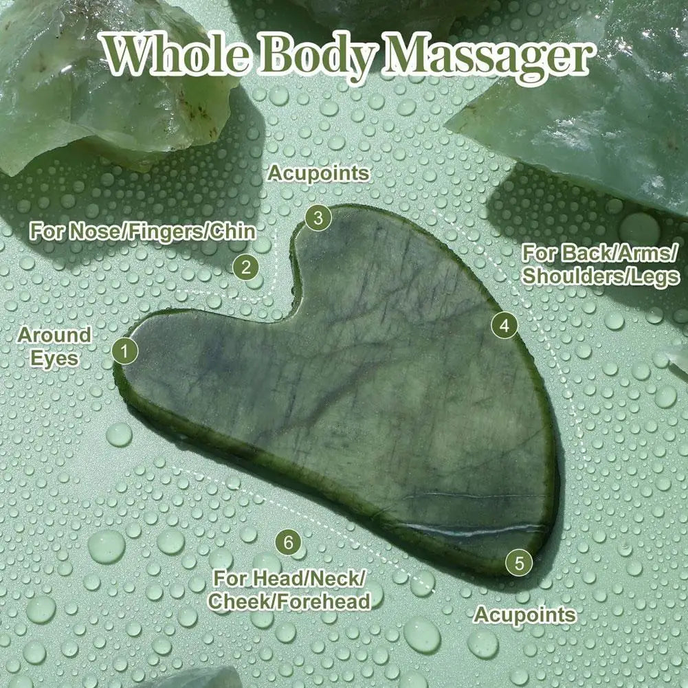 Jade Gua Sha Board Set – Heart-Shaped Face & Body Scraping Tool