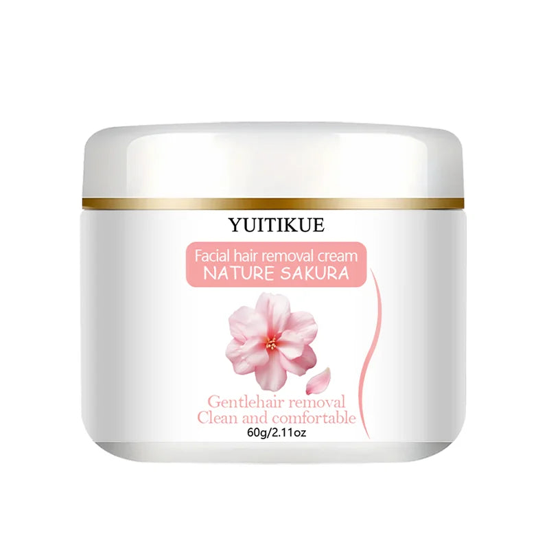 Yuitikue Sakura Facial Hair Removal Cream, 60g Gentle Nature-Infused Face Hair Remover for Clean & Comfortable Skin Peaceful Pleasures Health and Wellness 1pc 60g
