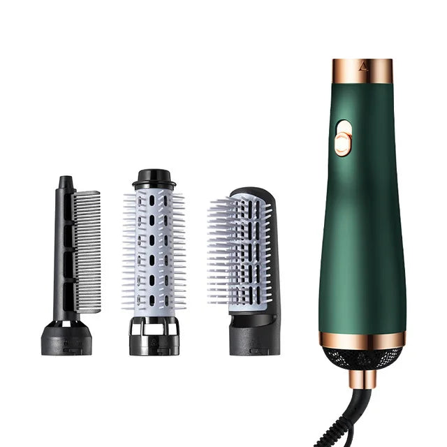 NEW Hair Dryer Comb Hot Air Curling For Hair Roller Blow Dryer Ionic Hair Straightening Brush Quick Dry Hair Curler Curling Iron Peaceful Pleasures Health and Wellness Green EU Plug